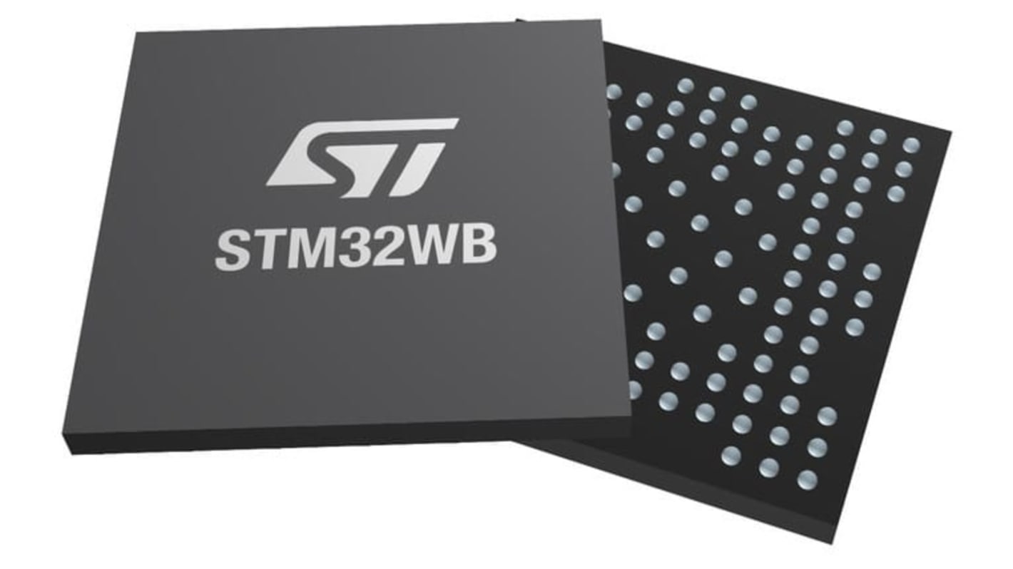 Minicontrolador inalámbrico STMicroelectronics STM32WB55VEQ6, núcleo ARM Cortex M0+, ARM Cortex M4 de 32bit, 64MHZ,