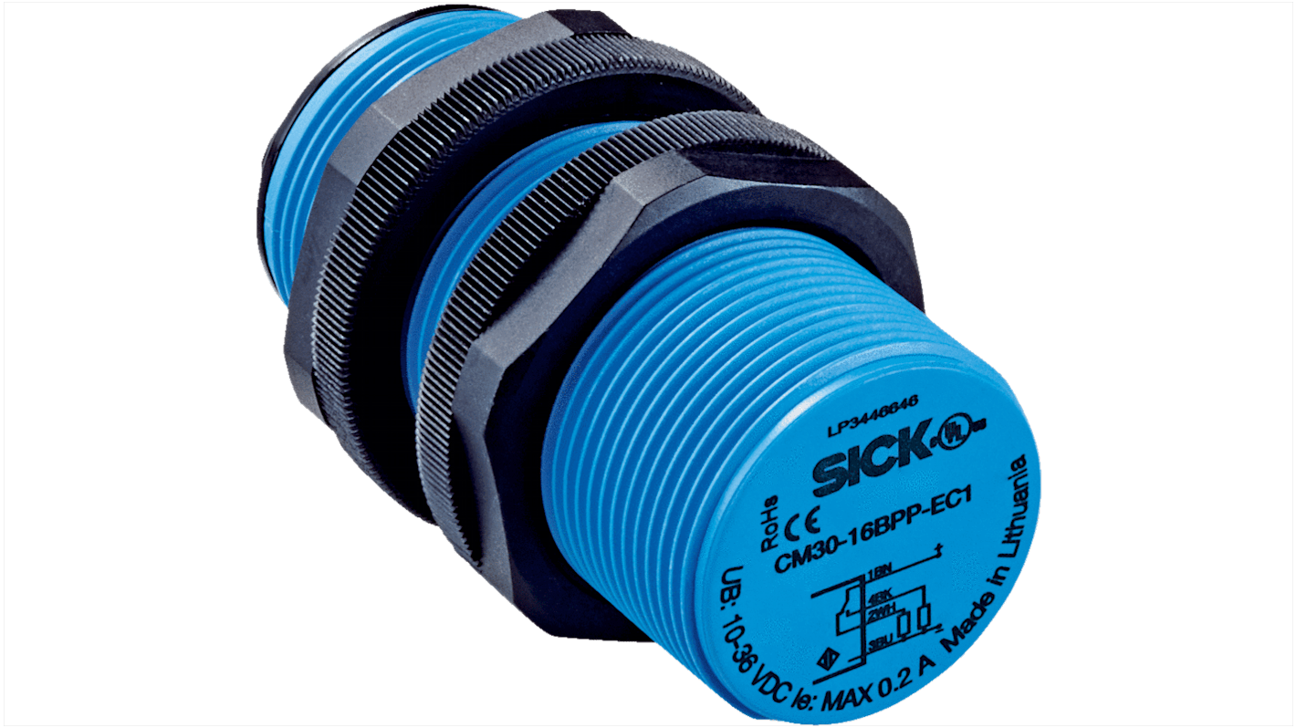 Capteur de proximité, Sick, M30 x 1,5, 10 → 30 V c.c., NPN, 3 → 16 mm