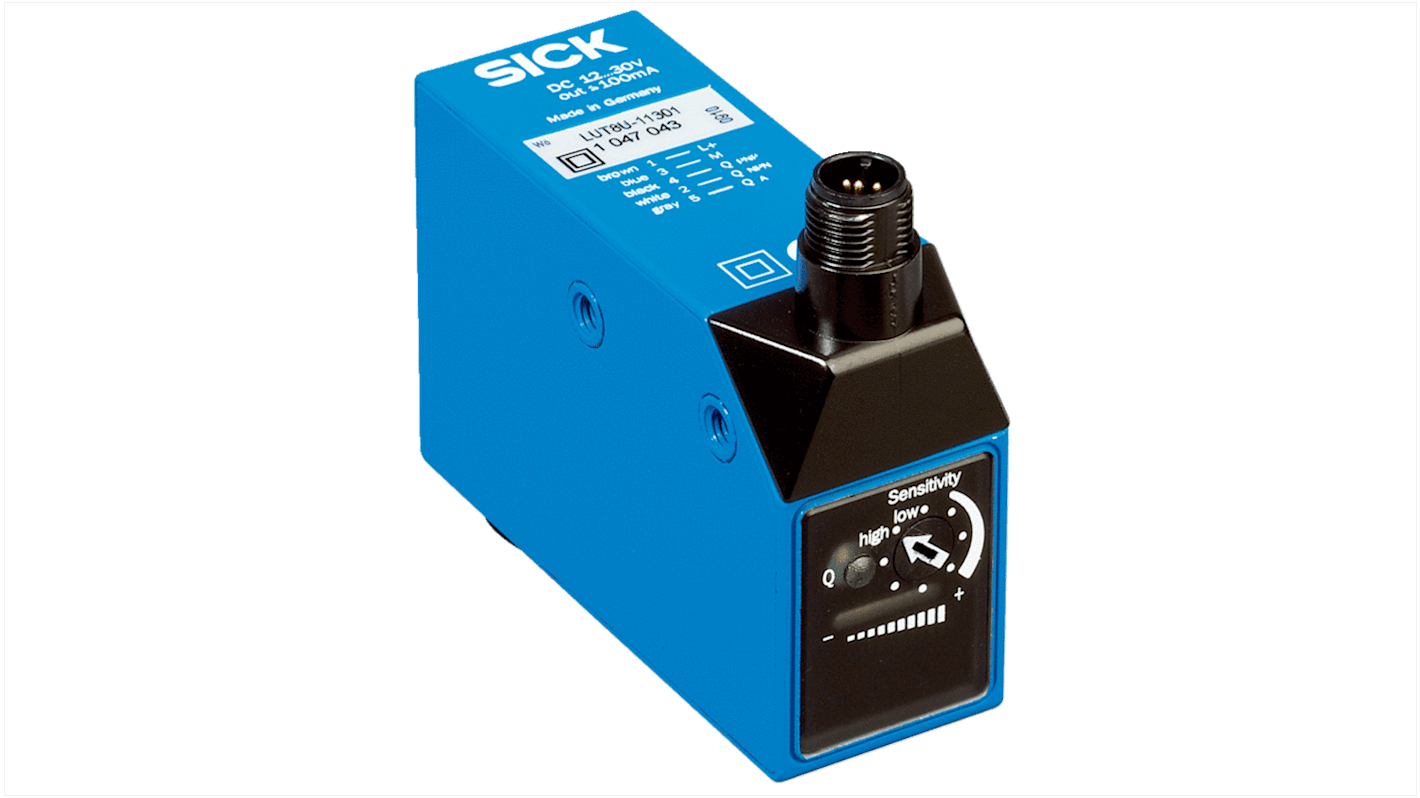 Sensor de intensidad de luz Sick serie LUT8, alcance 50 mm, 10 → 30 V dc, salida NPN, PNP, IP67