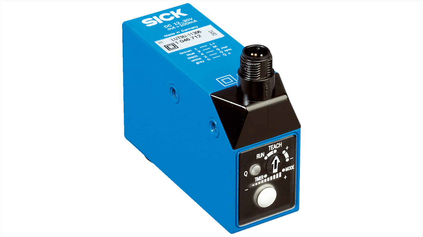 Sensor de intensidad de luz Sick serie LUT9, alcance 40 mm, 10 → 30 V dc, salida NPN, PNP, IP67