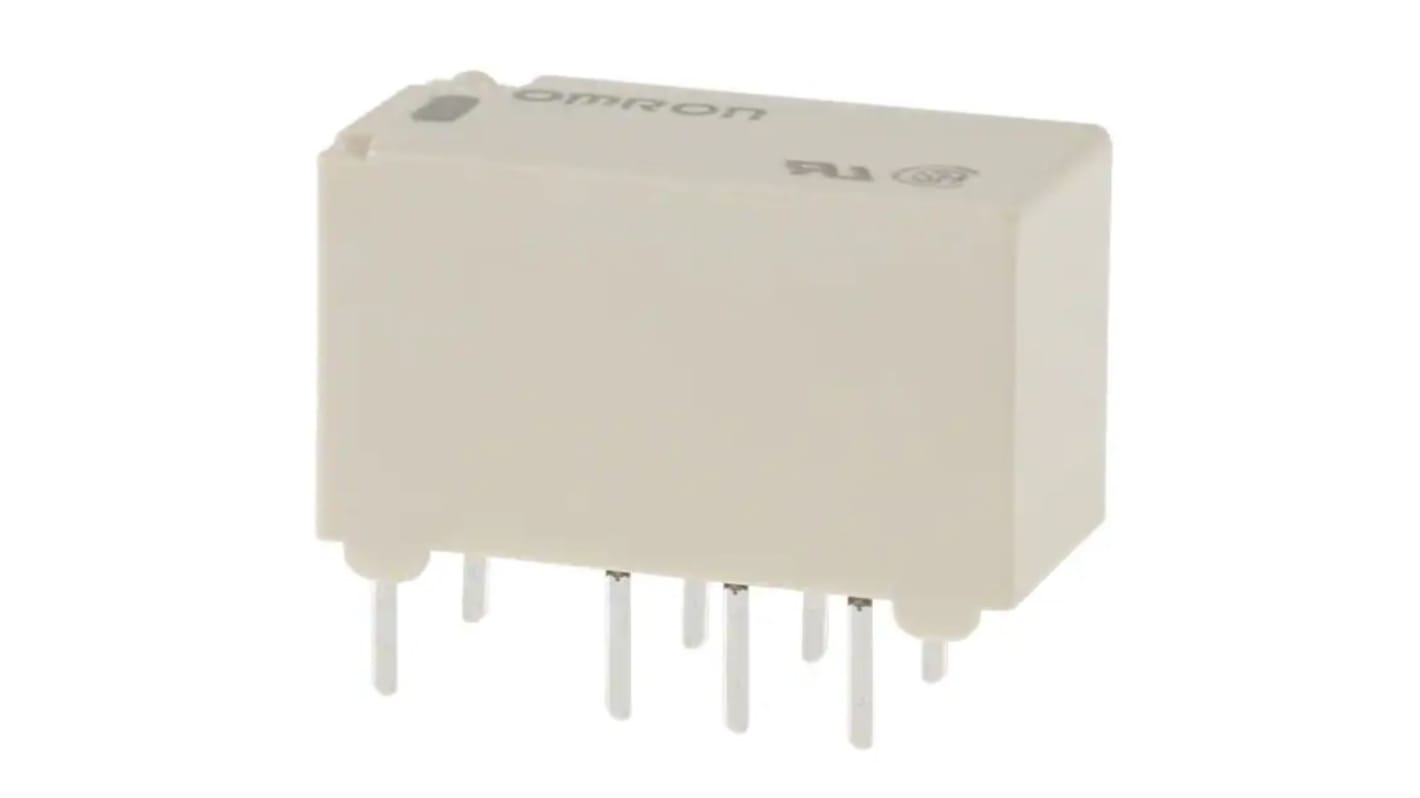 Relé de señal sin enclavamiento Omron HFD3, DPDT, 5V dc, 2 A dc, montaje en PCB