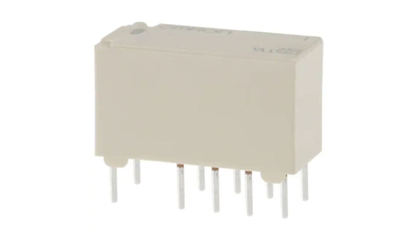 Omron PCB Mount Latching Signal Relay, 12V dc Coil, 2A Switching Current, DPDT