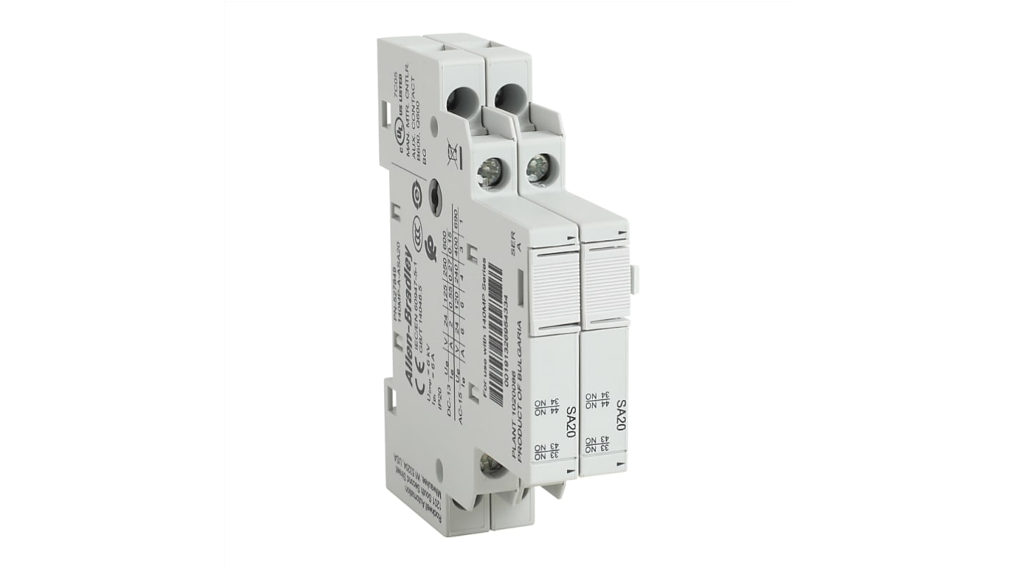 Contatto ausiliario Rockwell Automation, 2 contatti, 2NC, montaggio laterale, serie 140MP