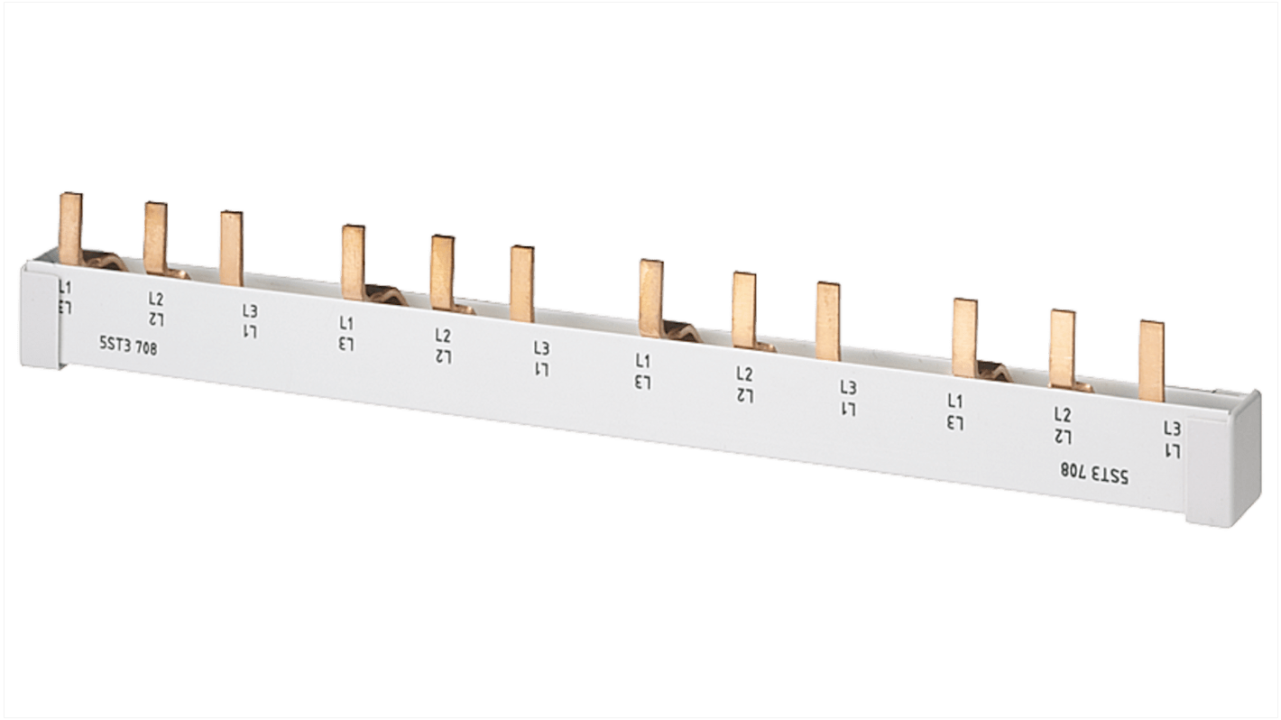 Siemens 5ST Sammelschiene, 3 -phasig 80A, Kupfer, 18mm Raster, SENTRON Reihe