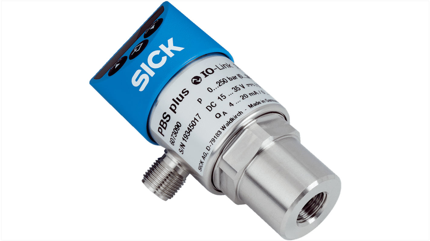 Sick PBS Plus Series Pressure Sensor, 0bar Min, 400bar Max, 2x PNP/NPN-NO/NC Output, Relative Reading