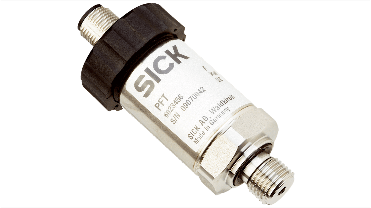 Capteur de pression Sick PFT, Relative 0.1bar max, pour Air, Gaz, Liquide hydraulique, Liquide, Huile, Eau, G1/4