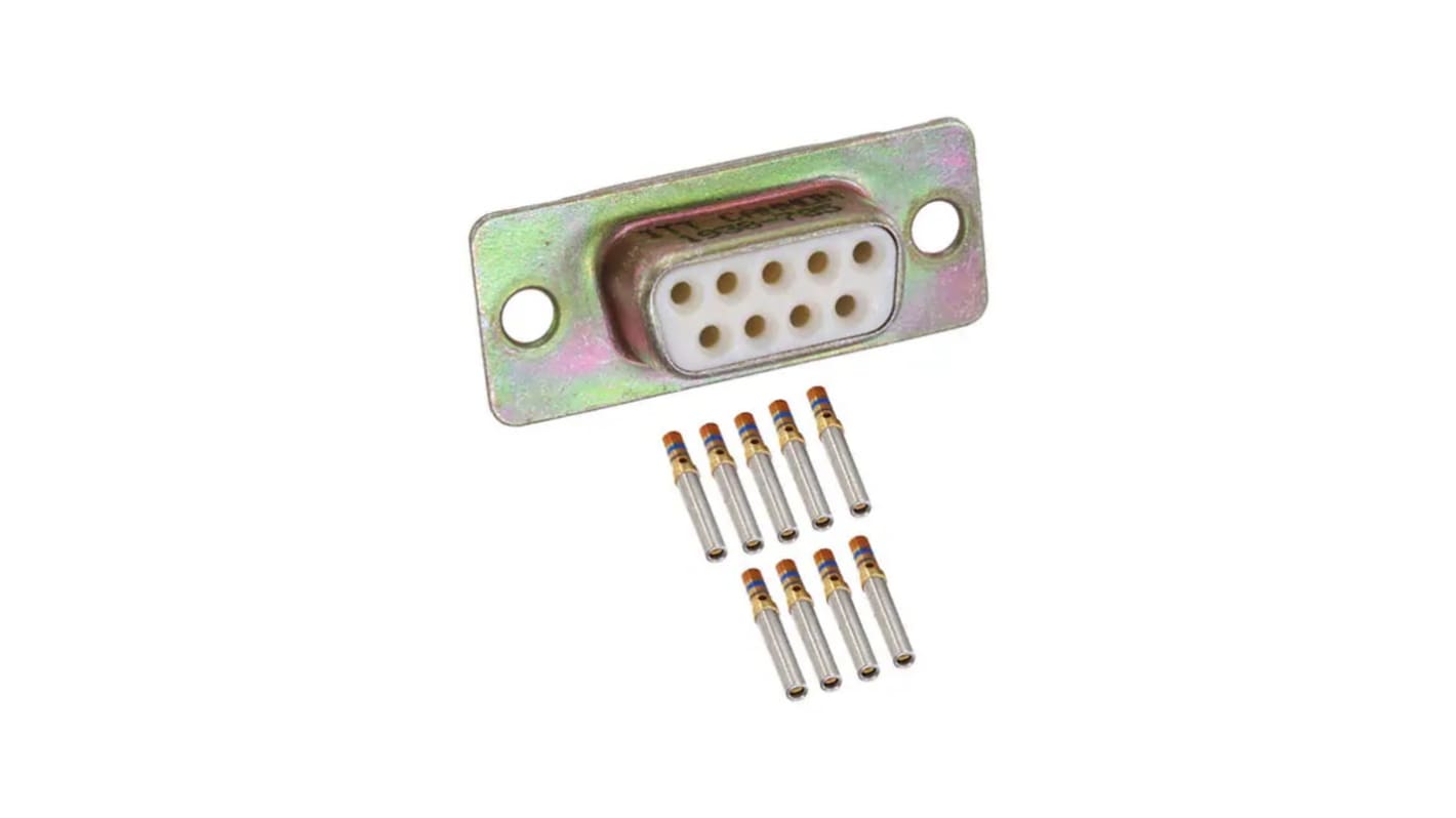 Amphenol India M24308 9 Way Panel Mount D-sub Connector Socket, 2.77mm Pitch, with 4-40 Screw Locks