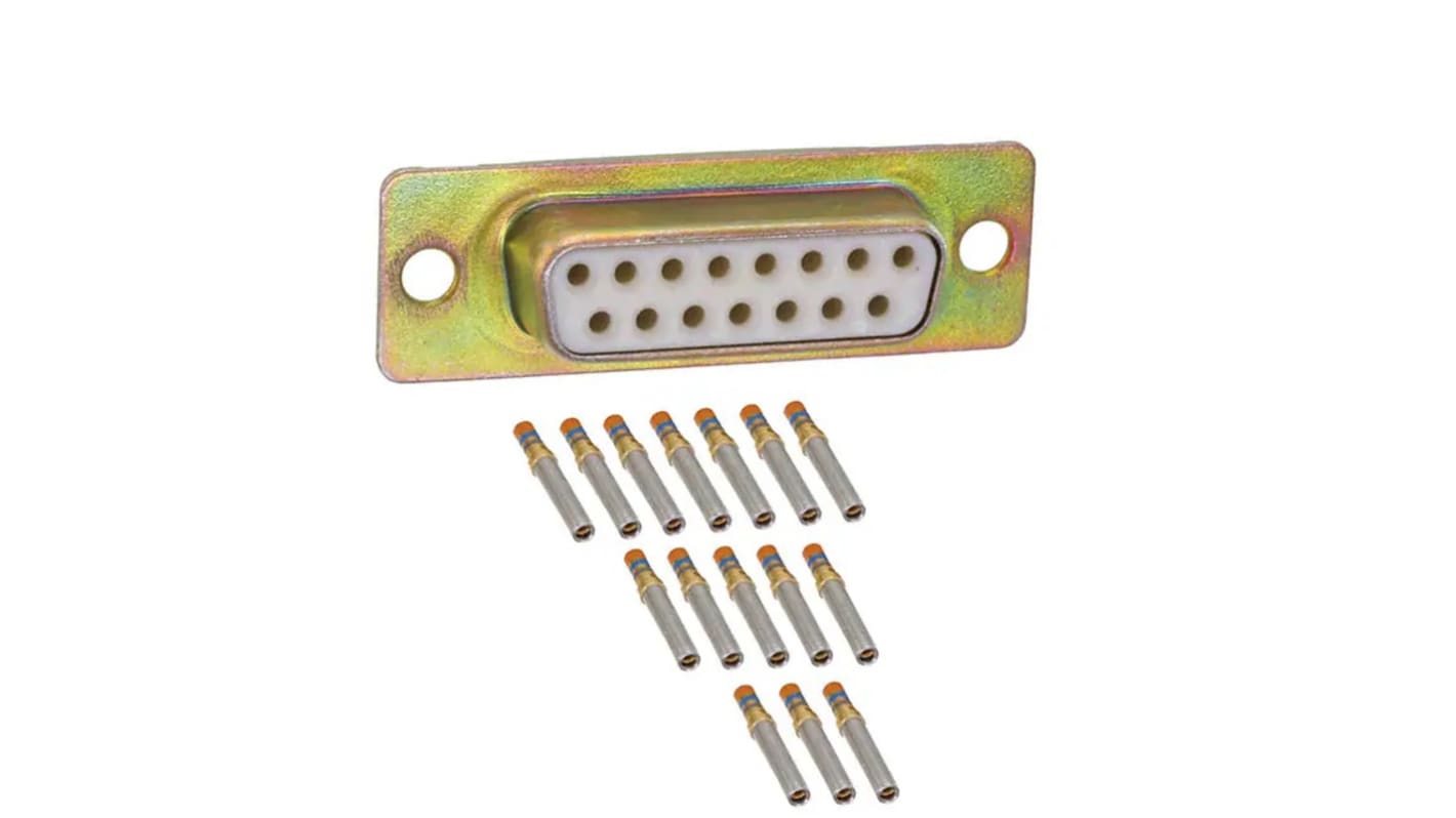 Amphenol India M24308 15 Way Panel Mount D-sub Connector Socket, 2.77mm Pitch, with 4-40 Screw Locks