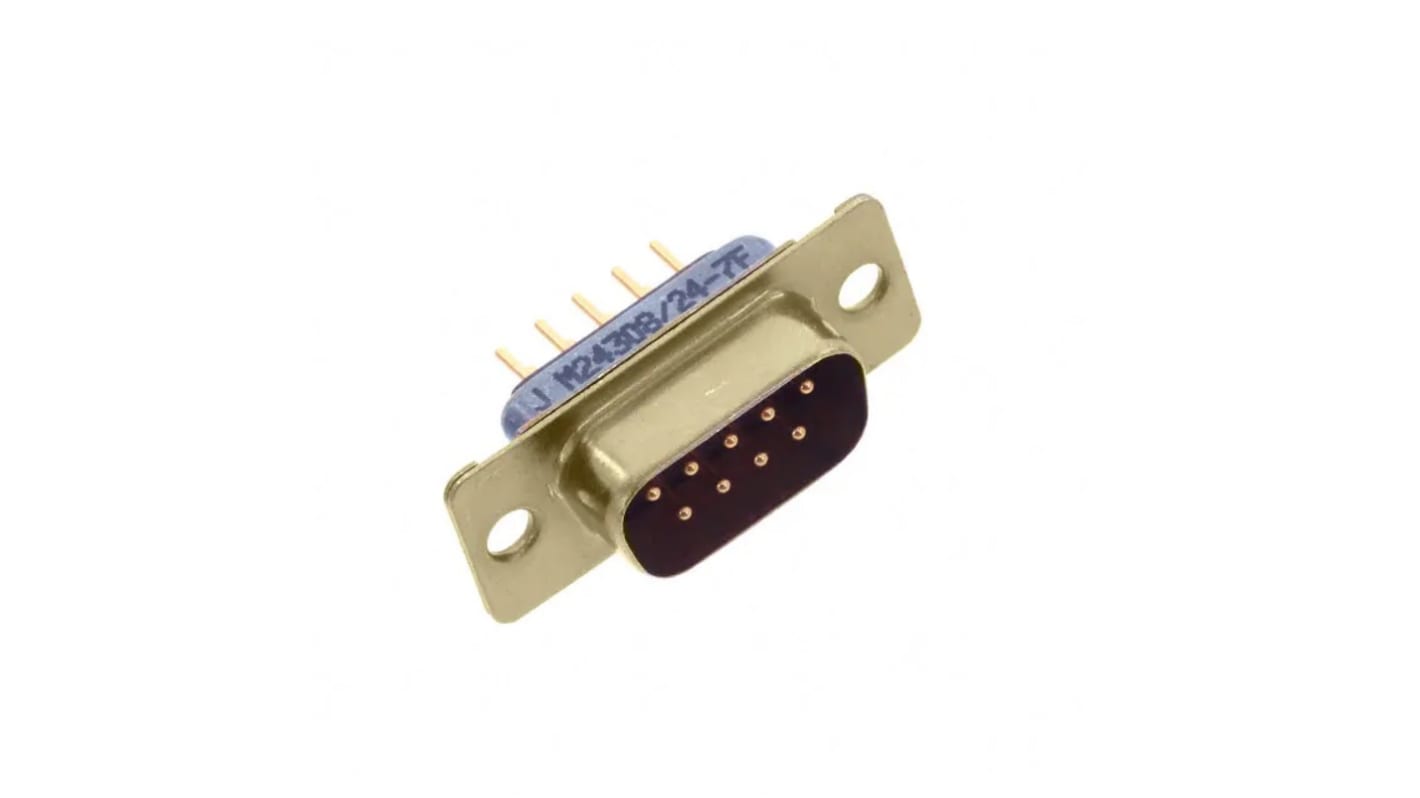 Amphenol India M24308 9 Way Panel Mount D-sub Connector Plug, 2.77mm Pitch, with 4-40 Screw Locks