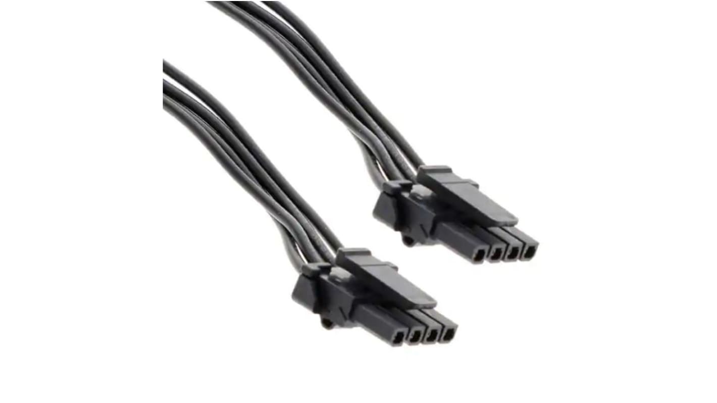 Conjunto de cables Molex Micro-Fit TPA 145132, long. 75mm, Con A: Hembra, 4 vías, Con B: Hembra, 4 vías, paso 3mm