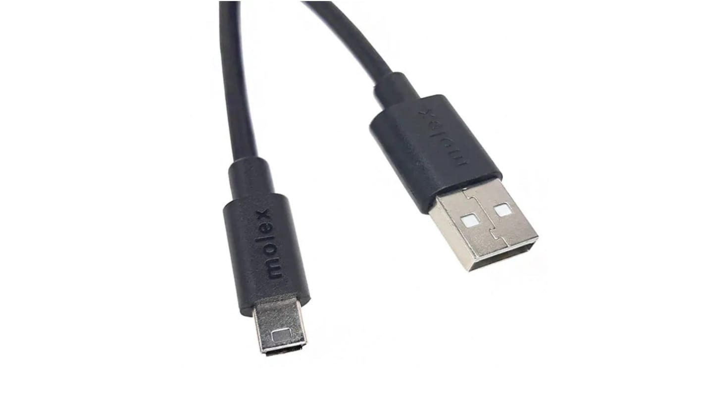 USB-kabel, Sort, USB A til Mini USB B, 1m