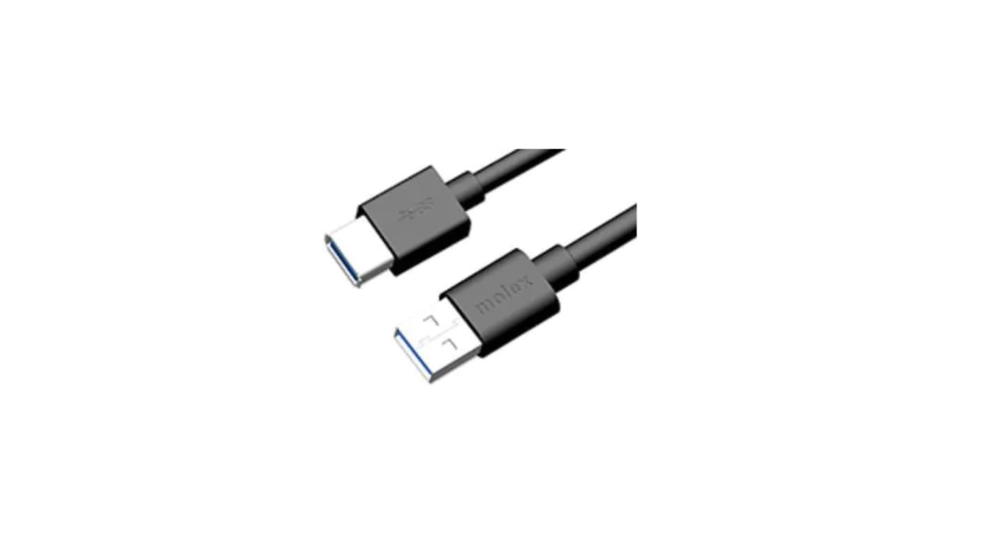 Molex USB-kábel, USB A - USB A, Fekete, 1.5m