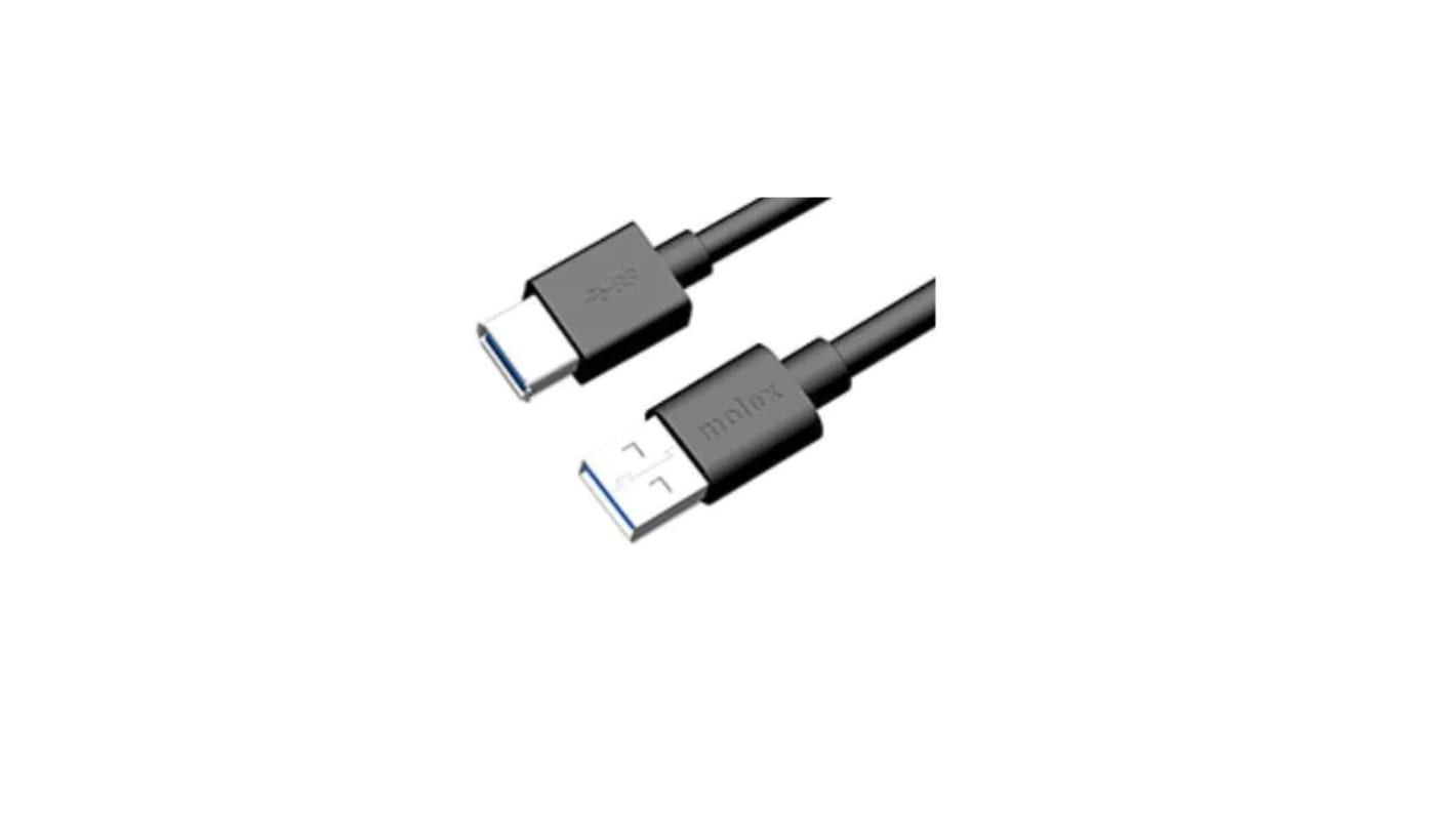 Molex USB-kábel, USB A - USB A, Fekete, 2m