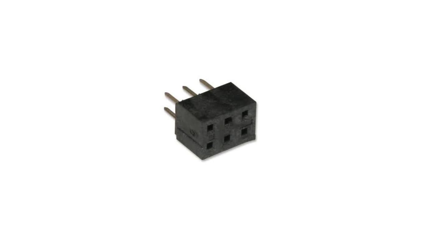 Connecteur de circuit imprimé, 6 contacts, 2 rangées, 2mm, Traversant, Verticale