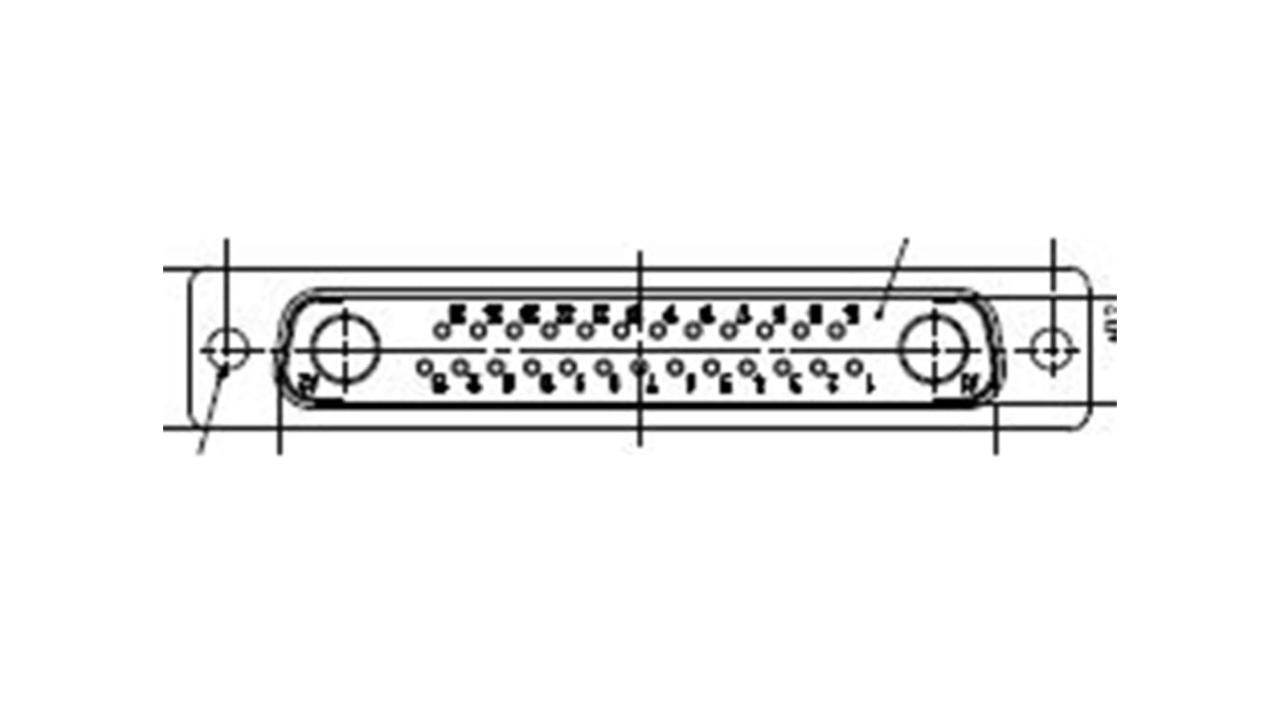 Connecteur Sub-D Mâle FCT from Molex 25 voies Montage panneau Angle droit