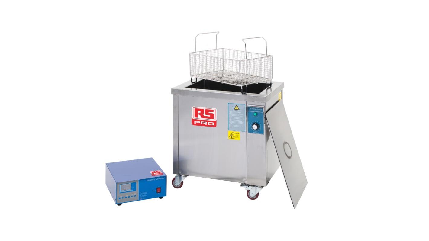 RS PRO Edelstahl Ultraschallbad 57L, 3000W, 500mm x 350mm x 360mm