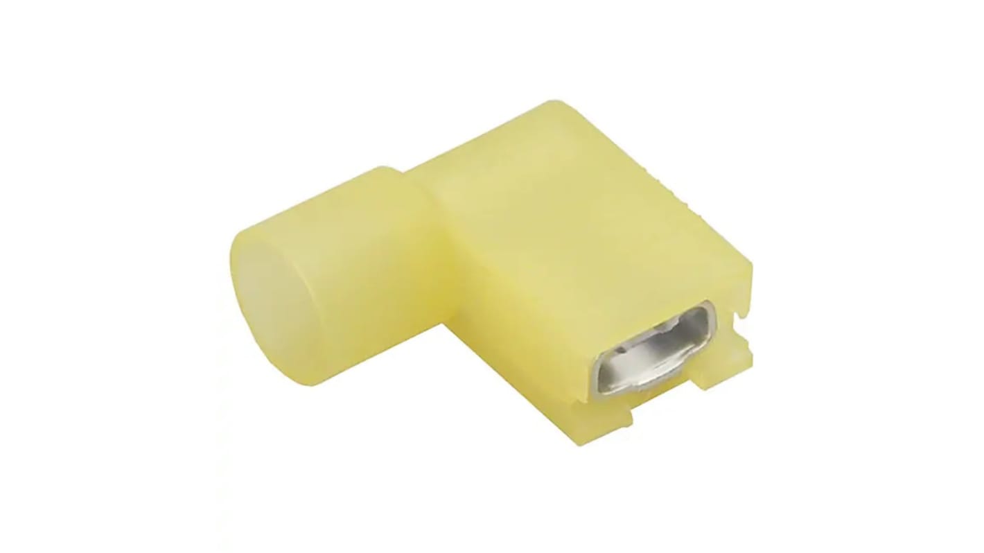 Molex 19007 Yellow Insulated Female Spade Connector, Flag Terminal, 6.35 x 0.81mm Tab Size