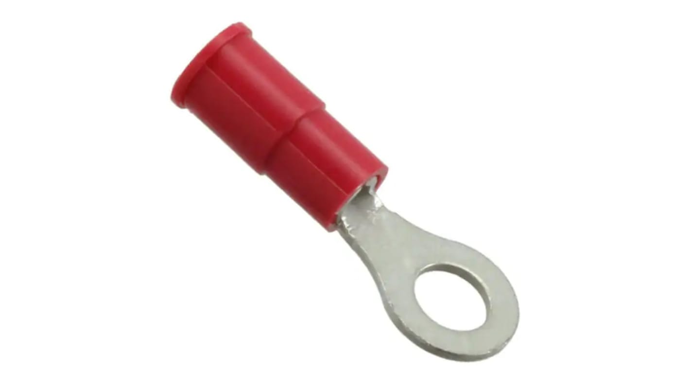 Molex, 19054 Insulated Crimp Ring Terminal, 8 (M4) Stud Size, Red