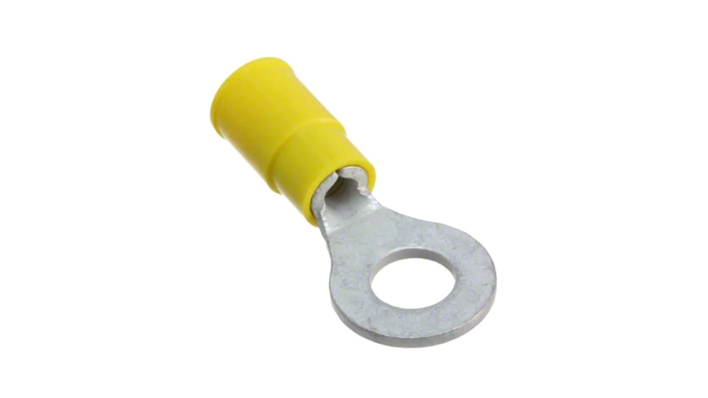 Molex, 19054 Insulated Crimp Ring Terminal, 1/4 (M6) Stud Size, Yellow