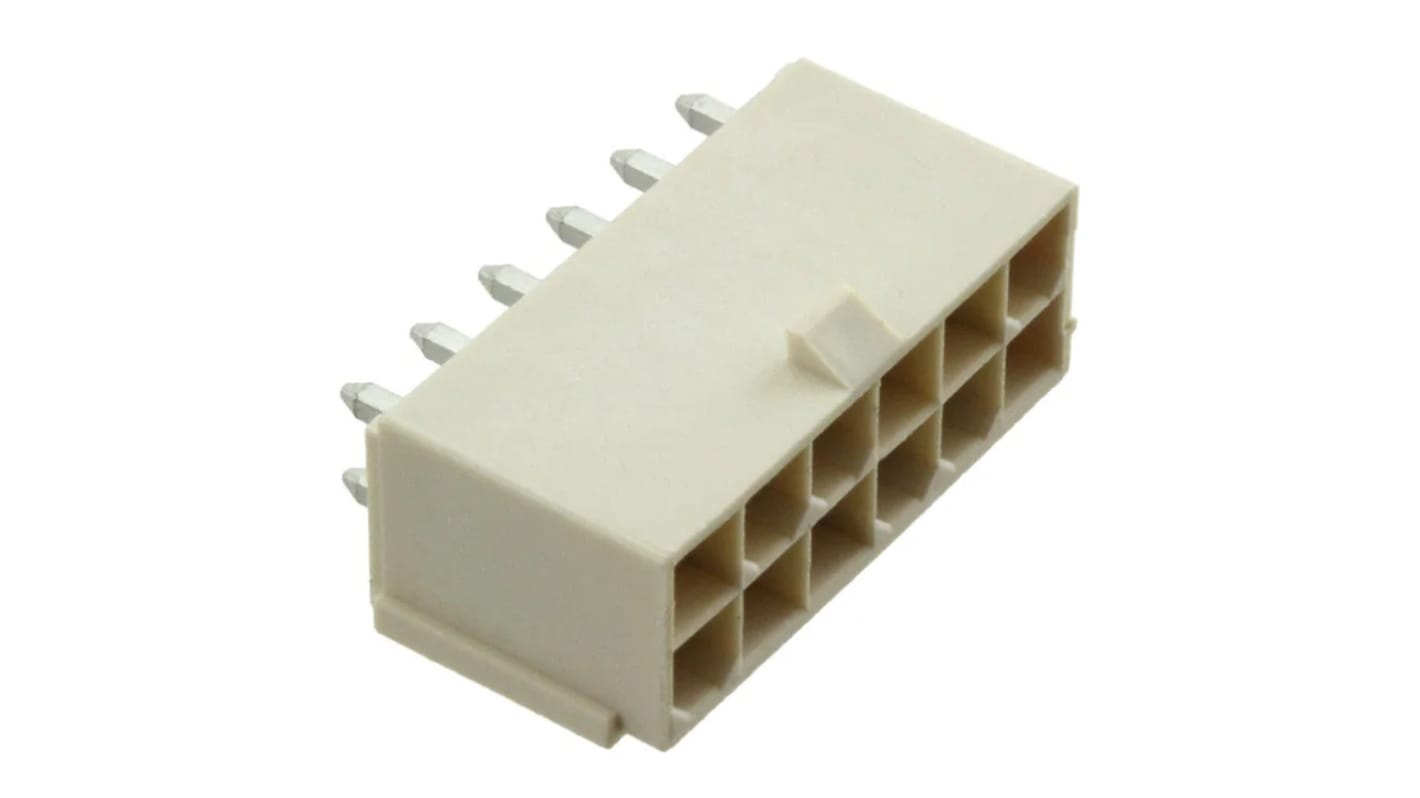 Conector macho para PCB Molex serie Mini-Fit Jr. de 12 vías, 2 filas, paso 4.2mm