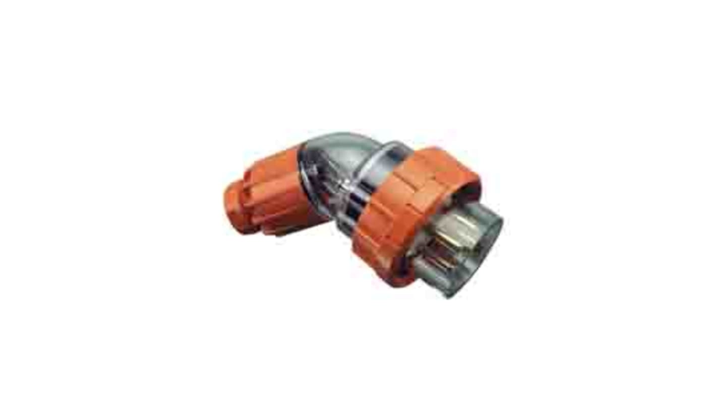 Clipsal Electrical, 56 Series IP66 Orange Cable Mount 3P + E Angled Industrial Power Plug, Rated At 20A, 500 V