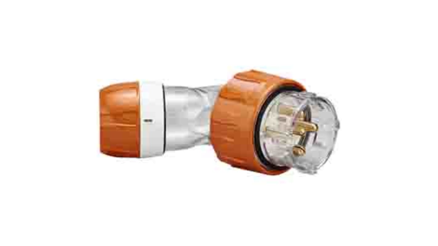 Clipsal Electrical, 56 Series IP66 Orange Cable Mount 3P + N + E Angled Industrial Power Plug, Rated At 50A, 500 V