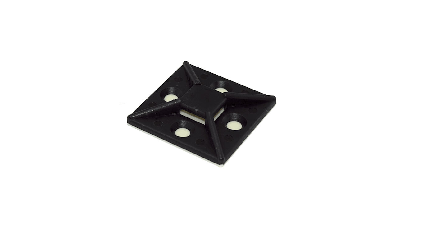 RS PRO Befestigungssockel selbstklebend, Nylon 66 Schwarz 38.5mm x 38,5 mm, für 5mm → 10.2mm Kabelbinder, 50 Stück