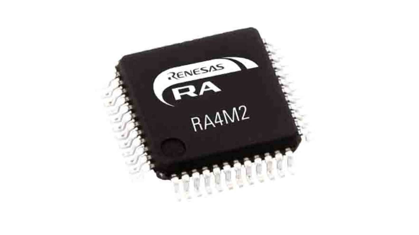 Microcontrolador MCU Renesas Electronics R7FA4M2AD3CFL#AA0, núcleo ARM Cortex M33 de 32bit, RAM 128 kB, 100MHZ, QFP de