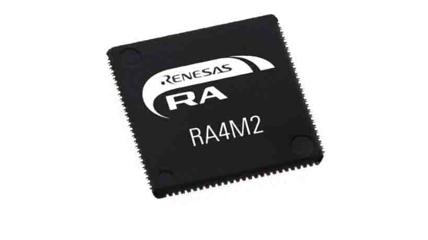 Microcontrolador MCU Renesas Electronics R7FA4M2AD3CFP#AA0, núcleo ARM Cortex M33 de 32bit, RAM 128 kB, 100MHZ, QFP de