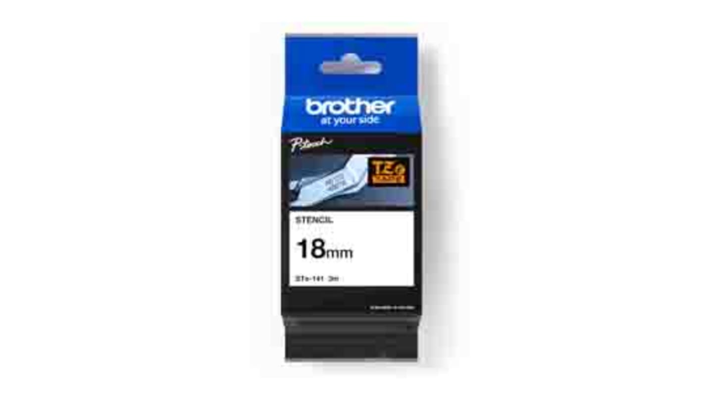 Brother Black on White Label Printer Tape, 3 m Length, 18mm Label Length