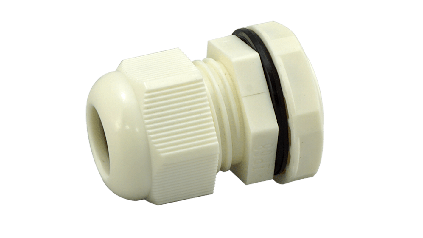 RS PRO White Nylon Cable Gland, M40 Thread, 22mm Min, 32mm Max, IP68