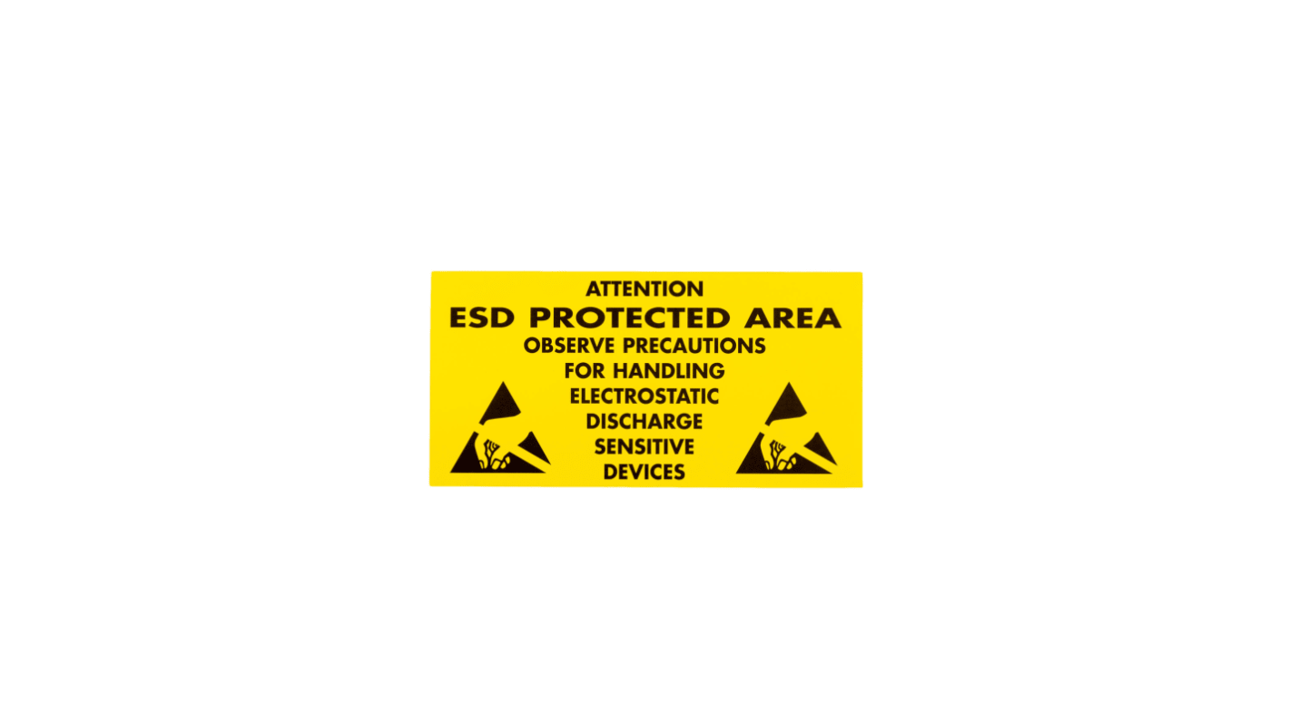 EUROSTAT Yellow/Black ESD Label, ATTENTION ESD Protected area Observe precautions for handling electrostatic discharge