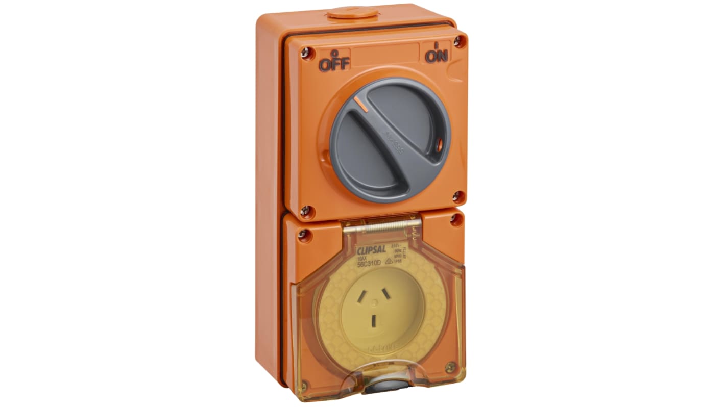 Clipsal Electrical IP66 Orange, Rated At 10A, 250 V