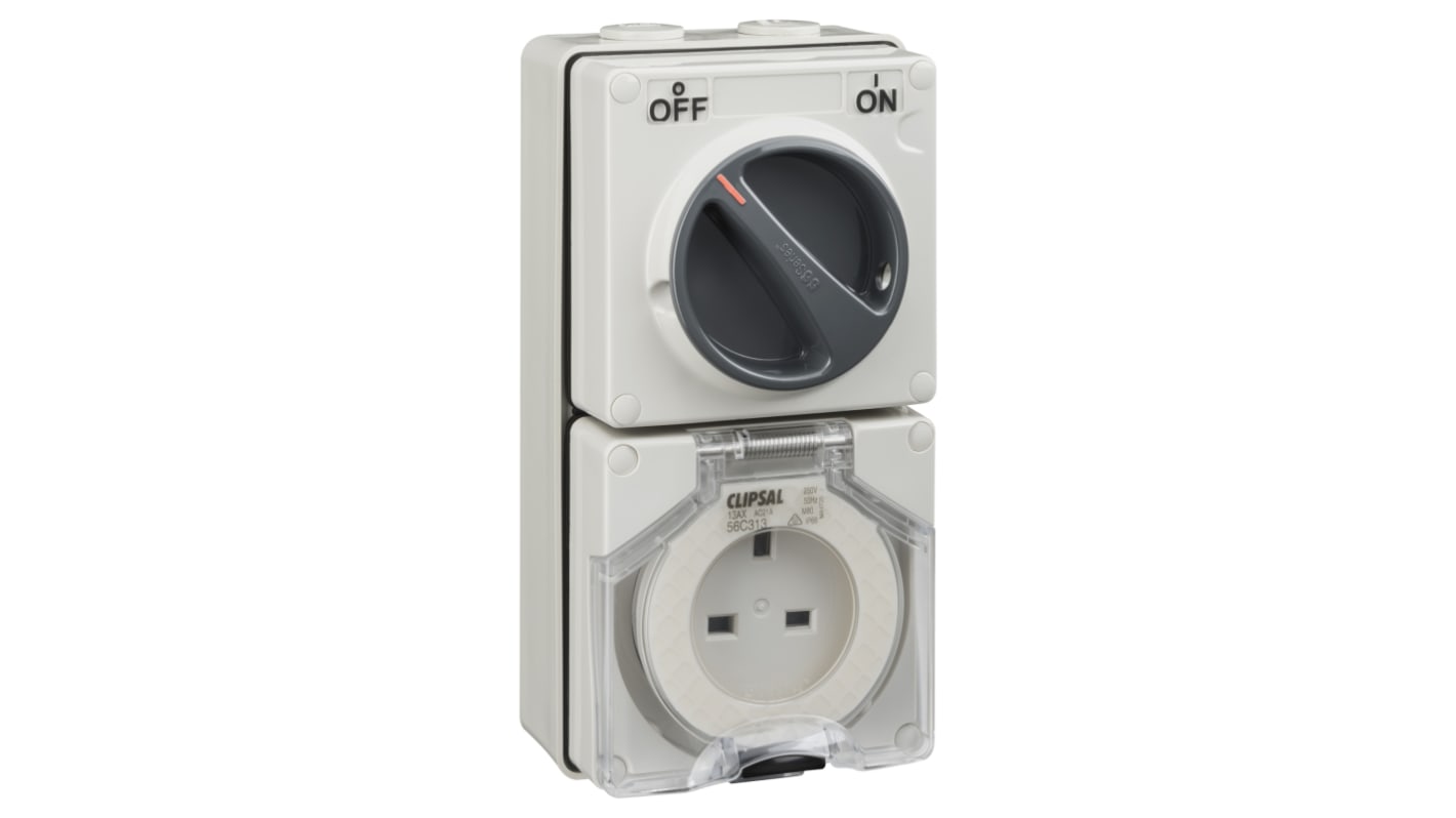 Clipsal Electrical IP66 Grey, Rated At 12A, 250 V