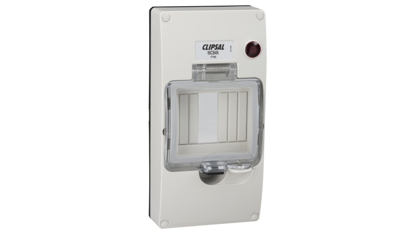 Clipsal Electrical DIN Rail Mounting Cover Enclosure Type 56 Series Series , 190 x 95 x 50mm, Polycarbonate DIN Rail