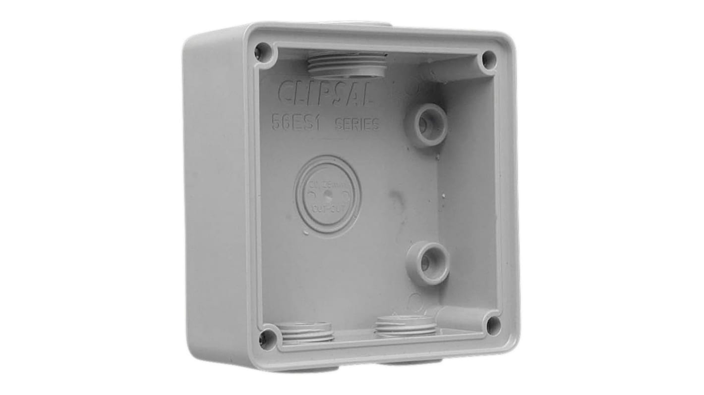 Clipsal Electrical 56 Series Grey PVC Back Box, IP66, 1 Gangs, 102 x 102 x 40mm