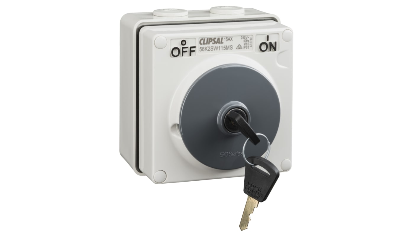 Clipsal Electrical 1P Pole Surface Mount Isolator Switch - 15A Maximum Current, IP66