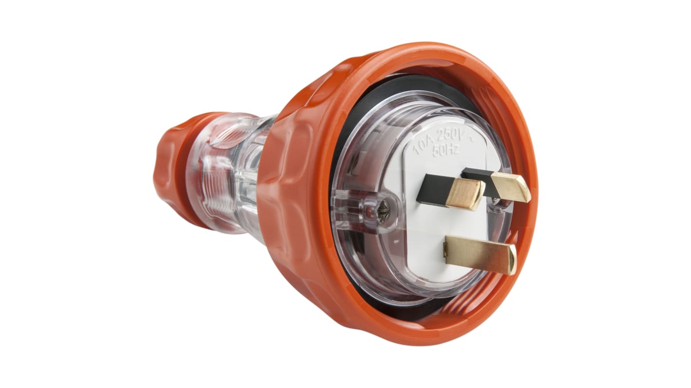 Clipsal Electrical, Easy56 IP66 Orange Cable Mount 1P + N + E Industrial Power Plug, Rated At 10A, 250 V