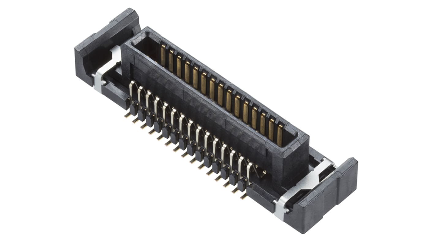 Molex SlimStack Series Vertical Surface Mount PCB Header, 30 Contact(s), 0.4mm Pitch, 2 Row(s), Shrouded