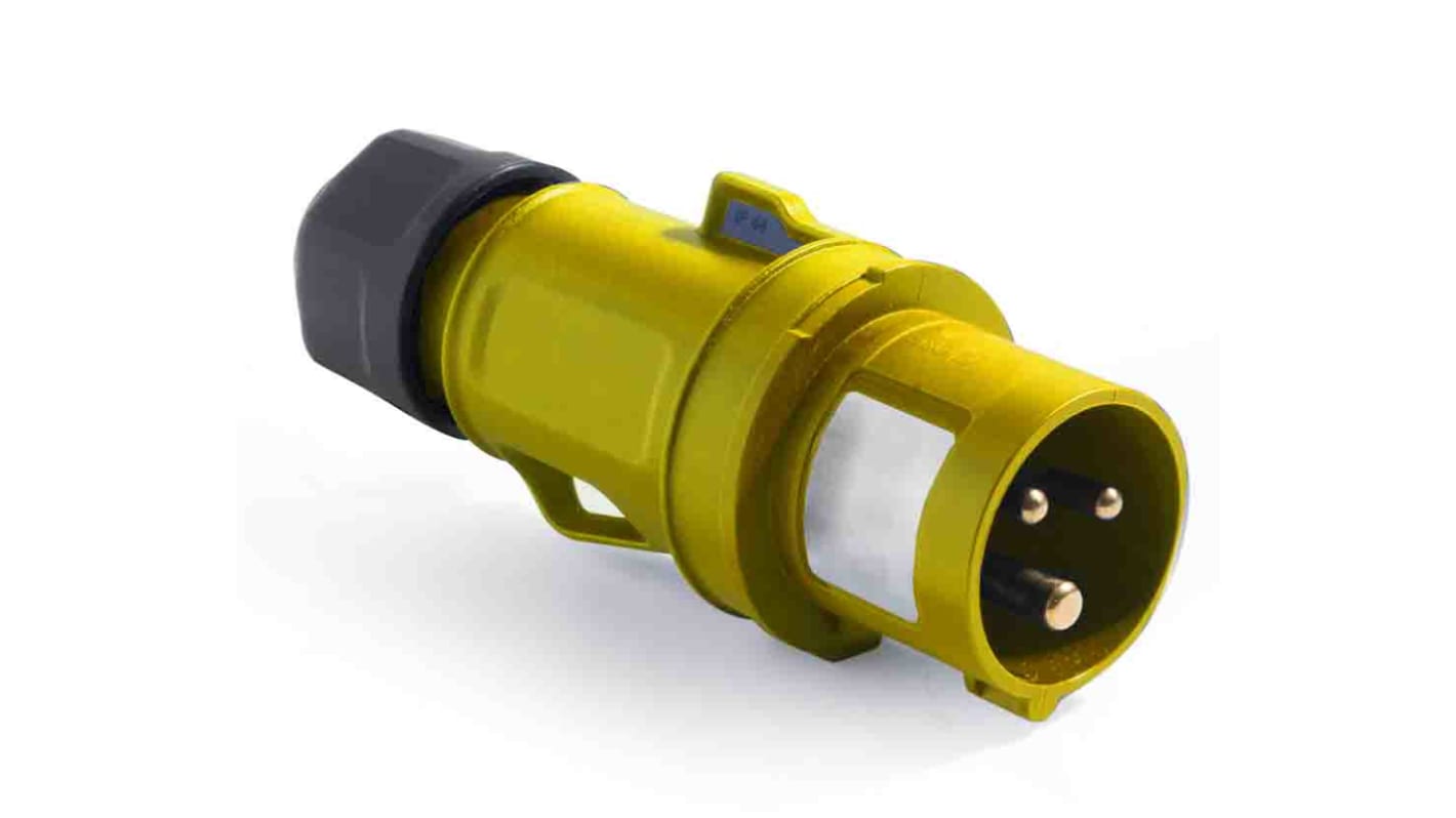 RS PRO IP44 Yellow Cable Mount 3P Industrial Power Plug, Rated At 32A, 100 → 130 V