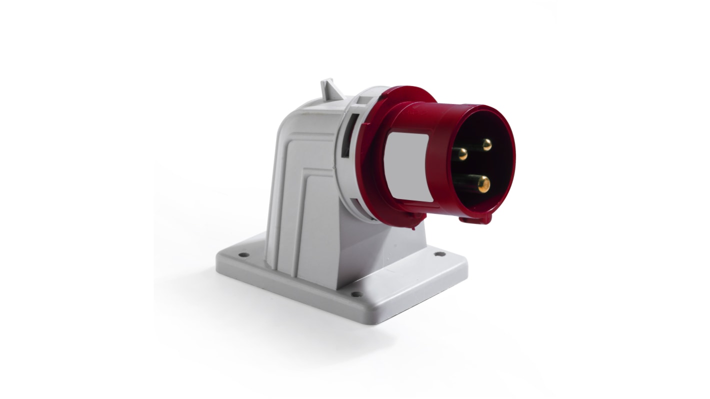 RS PRO IP44 Red Panel Mount 3P + N + E Industrial Power Plug, Rated At 32A, 380 → 415 V