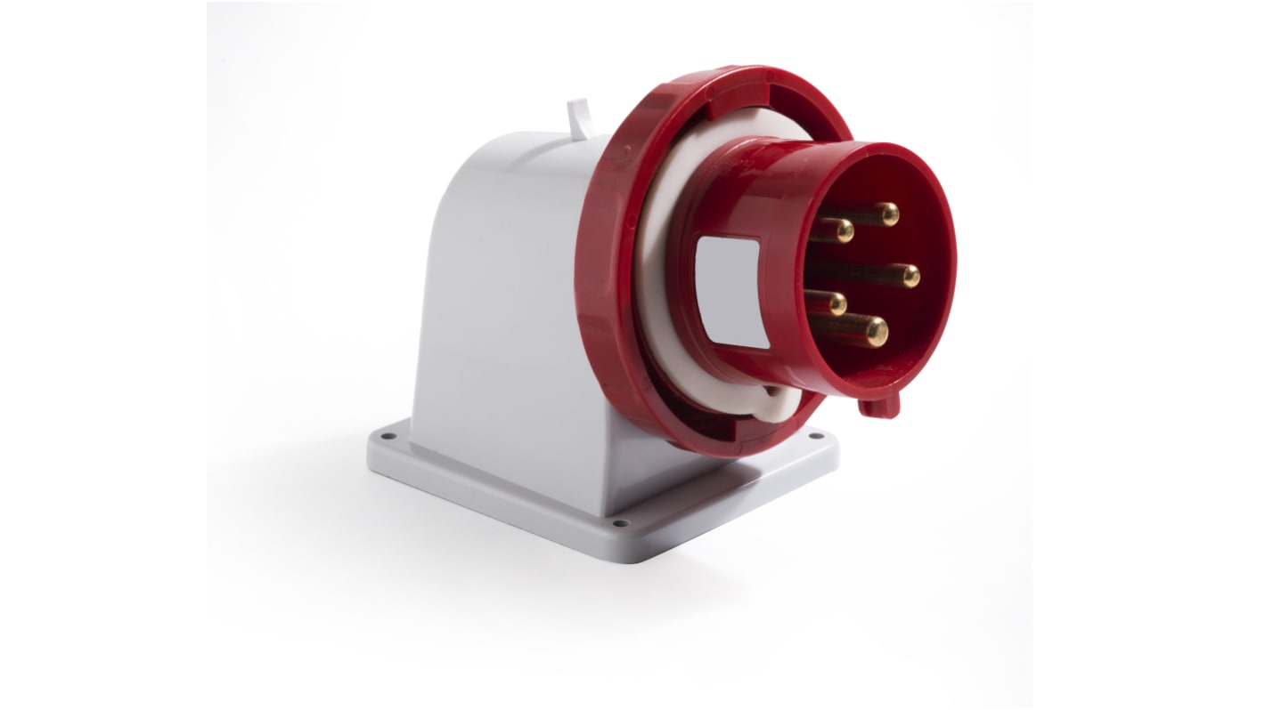 RS PRO IP67 Red Wall Mount 3P + N + E Industrial Power Plug, Rated At 32A, 380 → 415 V