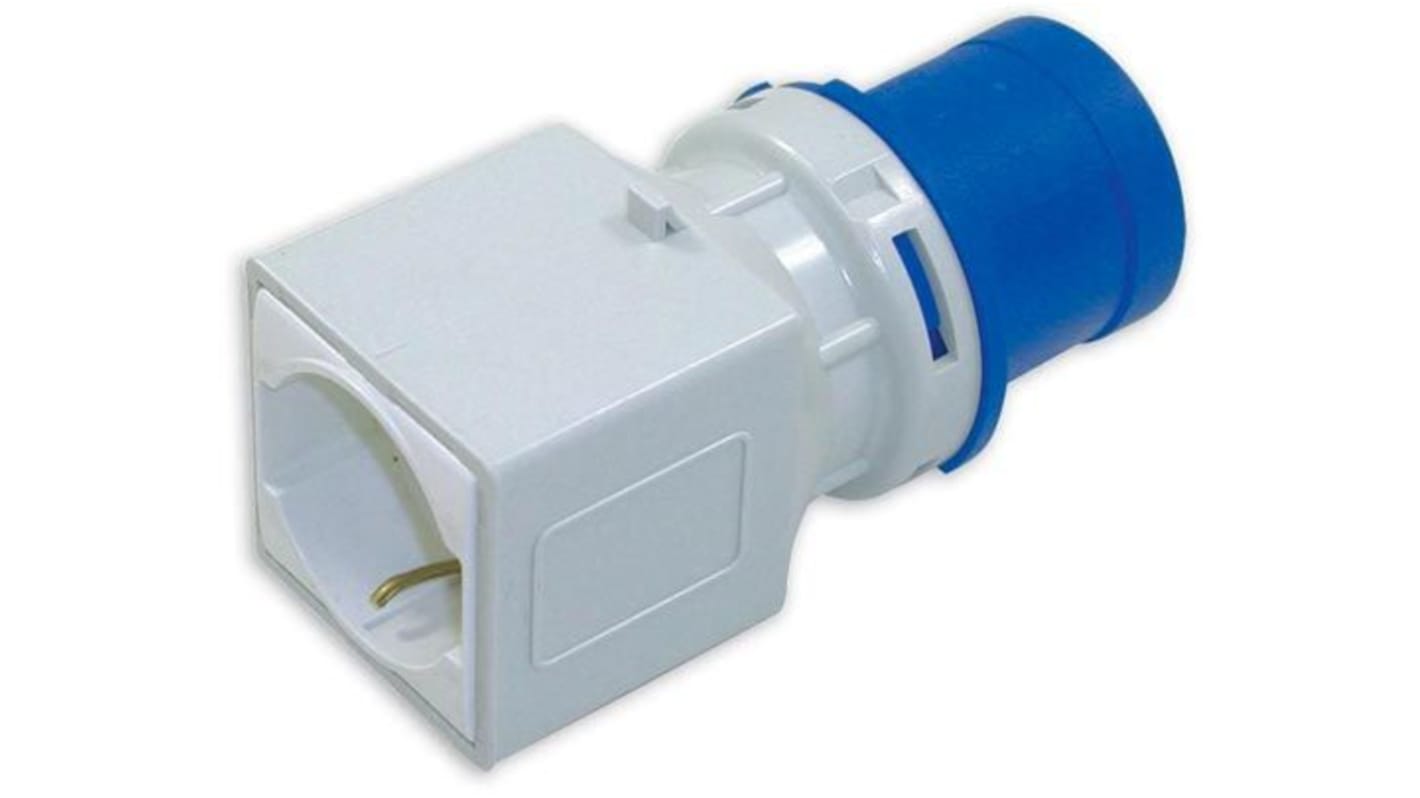 RS PRO IP20 Blue 2P + E Industrial Power Connector Adapter Plug, Socket ...