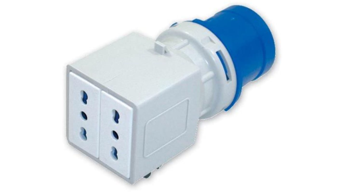 RS PRO IP20 Blue 2P + E Industrial Power Connector Adapter Plug, Socket, Rated At 16A, 230 V