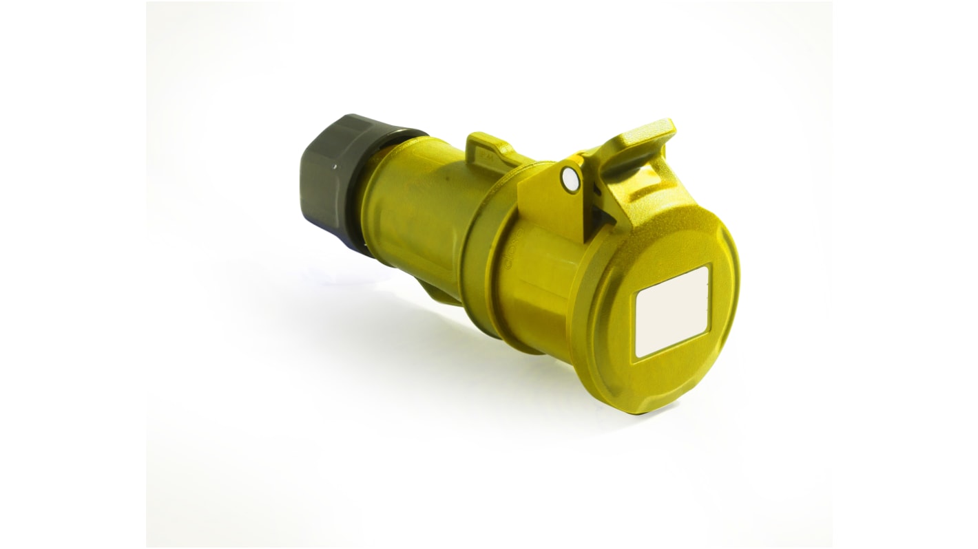 RS PRO IP44 Yellow Cable Mount 2P + E Industrial Power Socket, Rated At 32A, 100 → 130 V