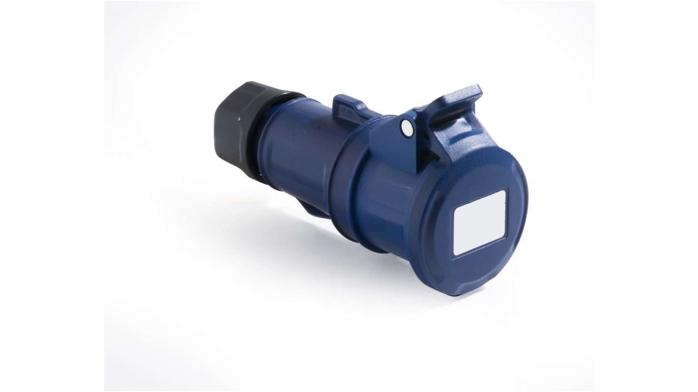 RS PRO IP44 Blue Cable Mount 2P + E Industrial Power Socket, Rated At 16A, 200 → 250 V