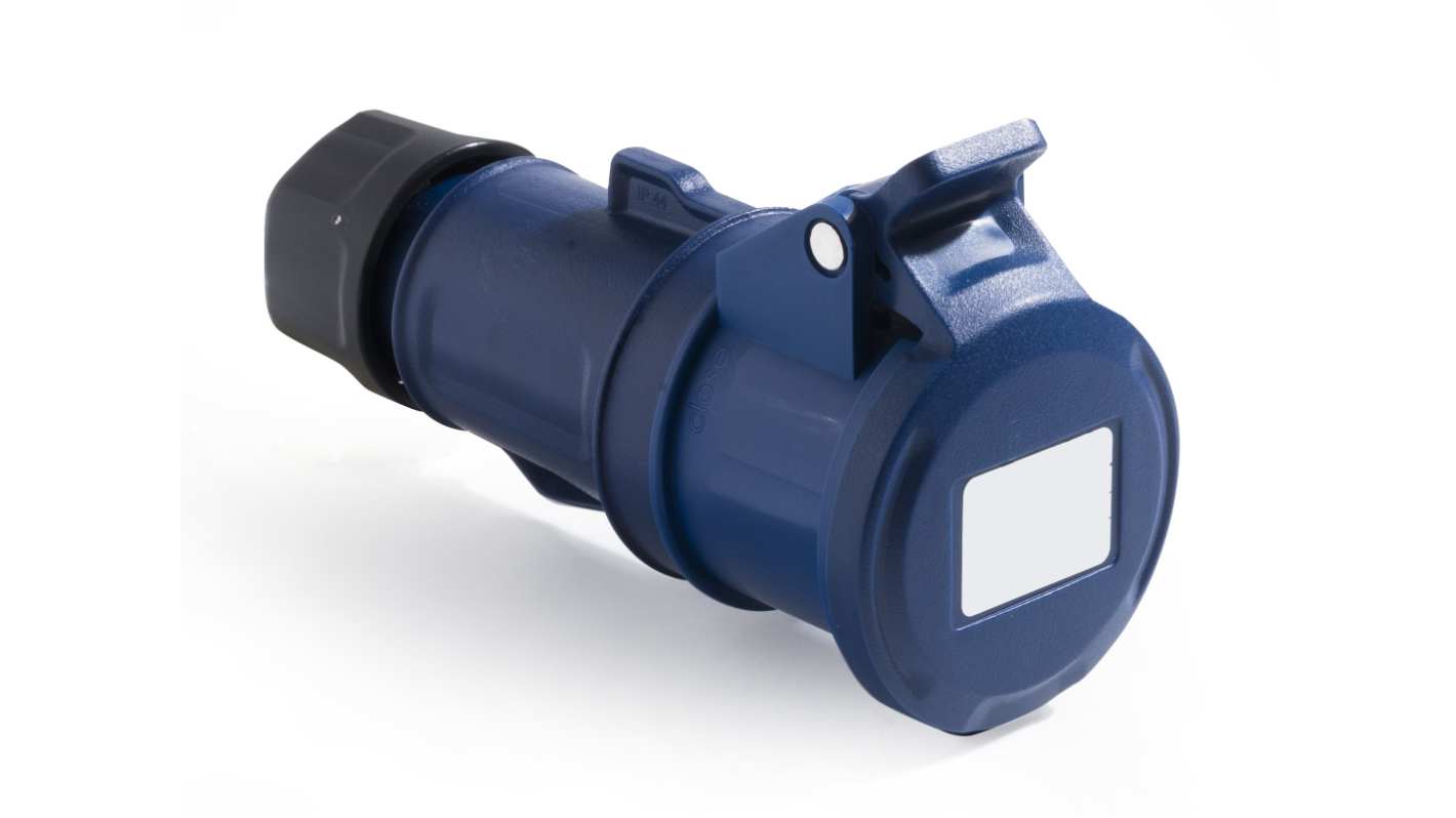 RS PRO IP44 Blue Cable Mount 2P + E Industrial Power Socket, Rated At ...
