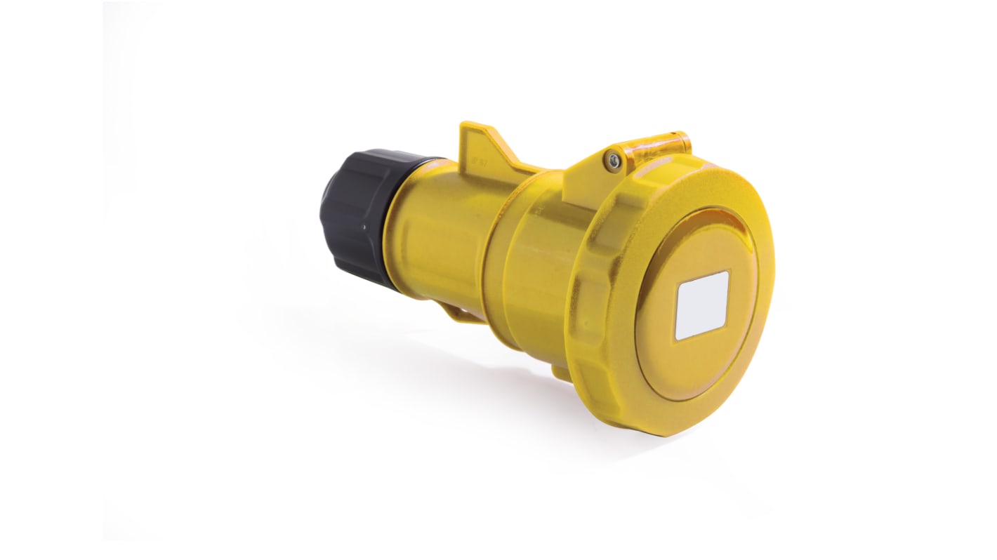 RS PRO IP67 Yellow Cable Mount 2P + E Industrial Power Socket, Rated At 32A, 100 → 130 V