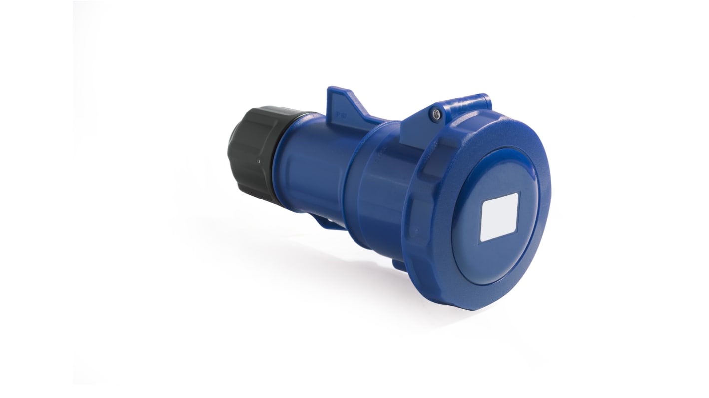 RS PRO IP67 Blue Cable Mount 2P + E Industrial Power Socket, Rated At 16A, 200 → 250 V