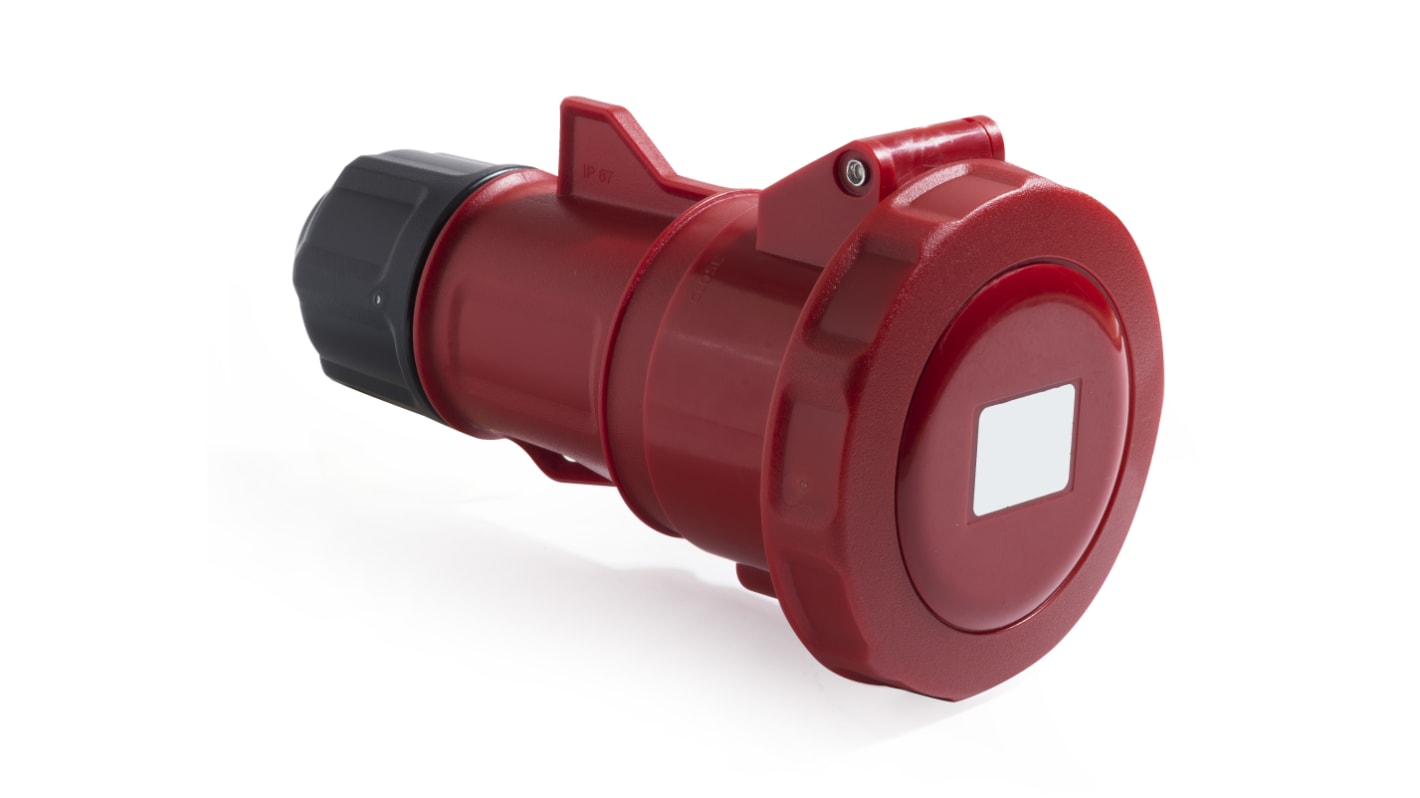 RS PRO IP67 Red Cable Mount 3P + E Industrial Power Socket, Rated At 16A, 380 → 415 V